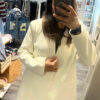 Blazer long blanc crème coupe droite