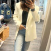 Blazer long blanc crème coupe droite