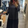 Robe bimatière bleu nuit