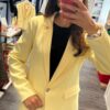 Blazer long léger jaune pastel Niyya