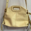 Sac en cuir jaune pastel à franges