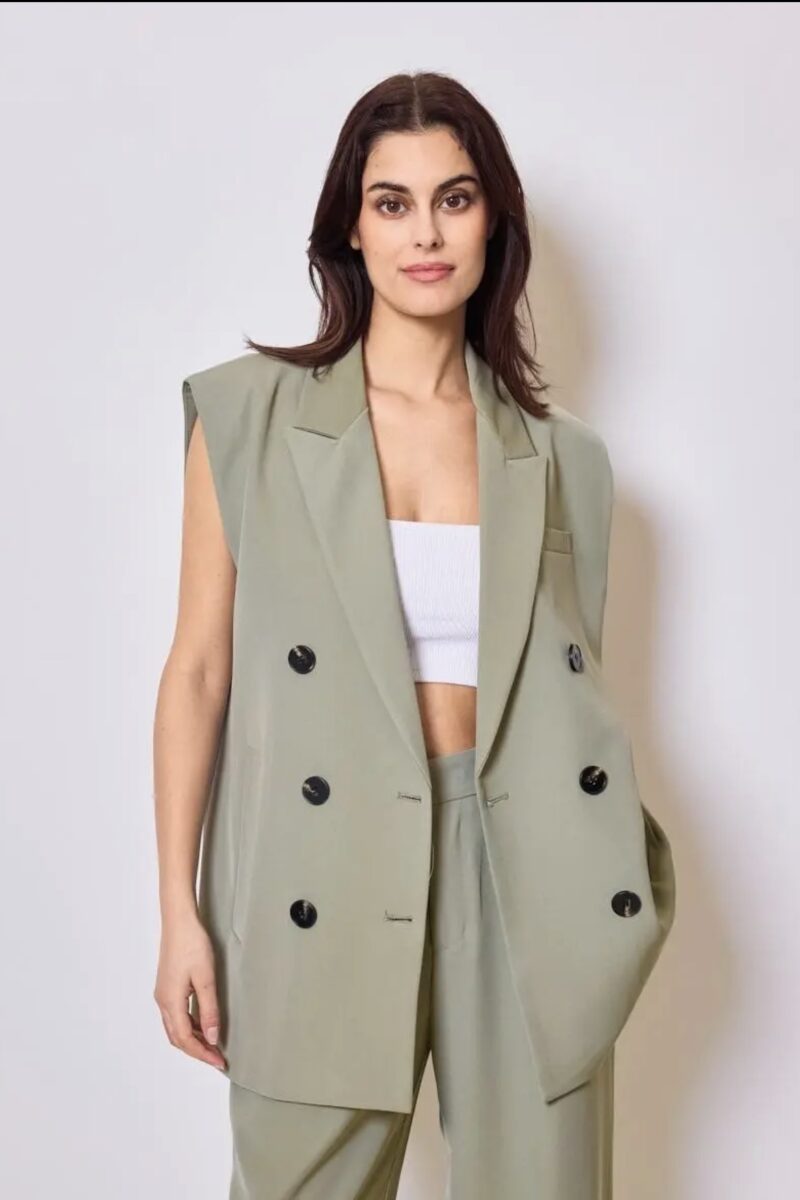 Blazer sans manches oversize vert d'eau