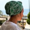 Turban femme vert fleuri