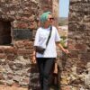 Turban femme vert fleuri