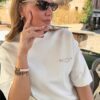 T-shirt oversize mixte brodé beige