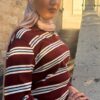 Polo rayé prune en coton femme | Niyya Paris