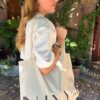 Tote bag Niyya écru et marquage choco
