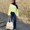 Tote bag Niyya écru et marquage bordeaux