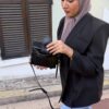 Foulard long mauve en viscose