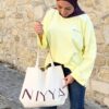 Tote bag Niyya écru et marquage bordeaux