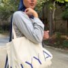 Tote bag en coton écru et bleu marine | Niyya Paris