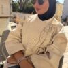 Veste tablier cache-cœur beige en coton