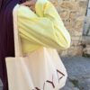Tote bag Niyya écru et marquage bordeaux