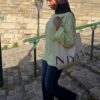 Tote bag Niyya écru et marquage bordeaux