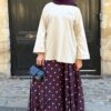 Jupe en mousseline prune à pois blancs Niyya