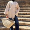 Veste tablier cache-cœur beige en coton