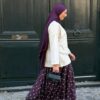 Jupe en mousseline prune à pois blancs Niyya