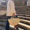 Veste tablier cache-cœur beige en coton