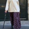 Jupe en mousseline prune à pois blancs Niyya
