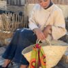 Veste tablier cache-cœur beige en coton