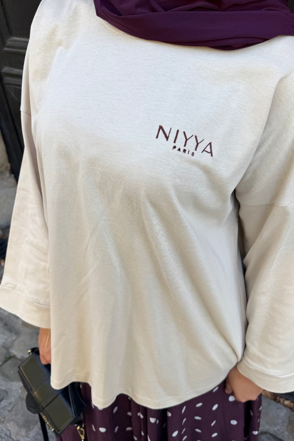 Tunique oversize beige en coton Niyya