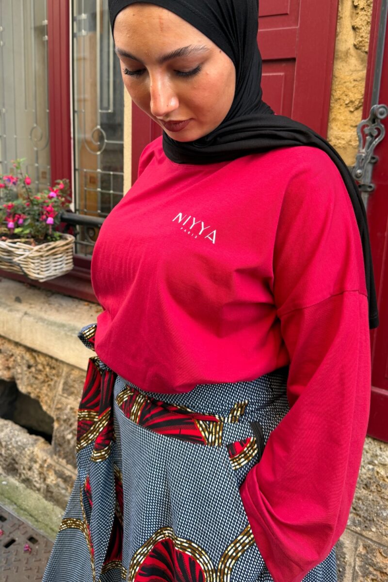 Tunique longue oversize bordeaux