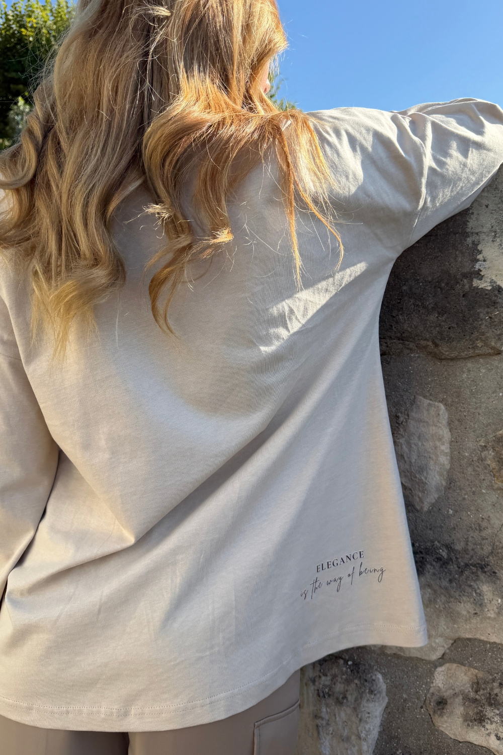 Tunique oversize beige en coton Niyya