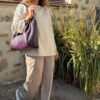 Pantalon cargo satiné beige taupe Niyya