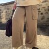 Pantalon cargo satiné beige taupe Niyya