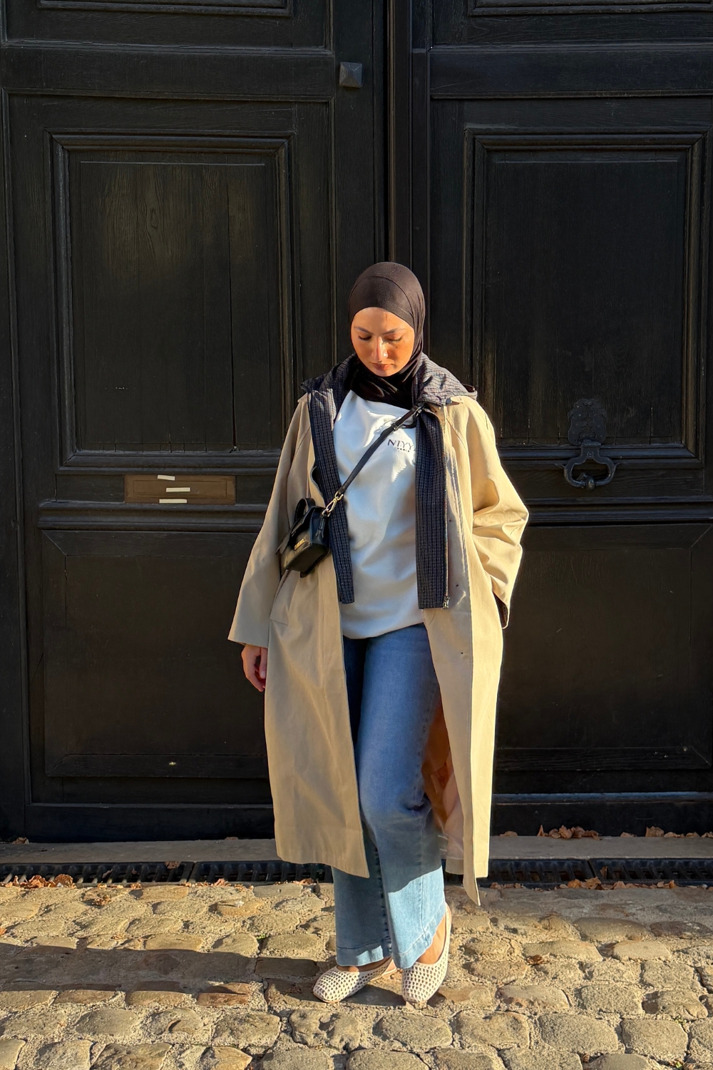 Parka beige oversize à capuche