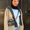 Parka beige oversize à capuche