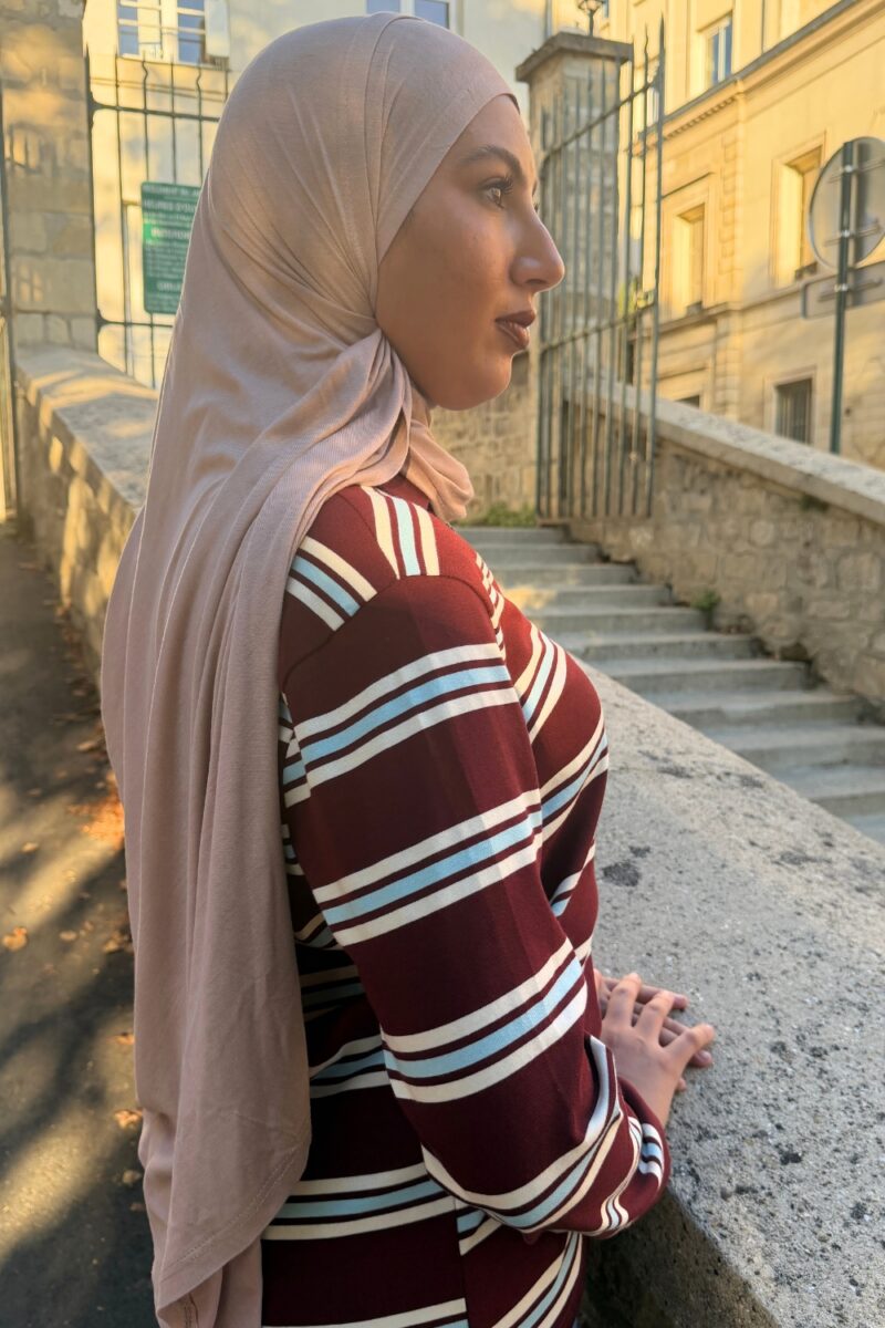 Foulard long bois de rose en viscose | Niyya Paris