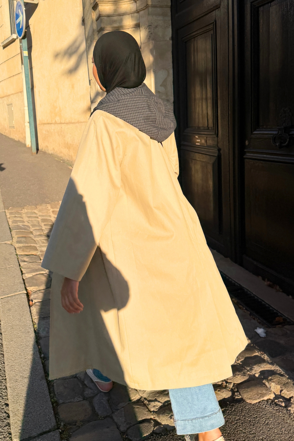 Parka beige oversize à capuche