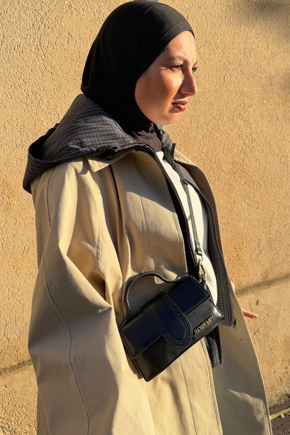 Parka beige oversize à capuche