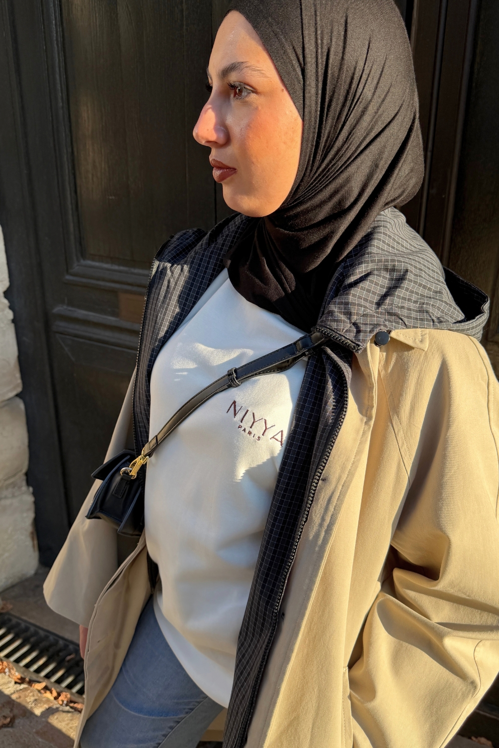 T-shirt oversize mixte brodé chocolat