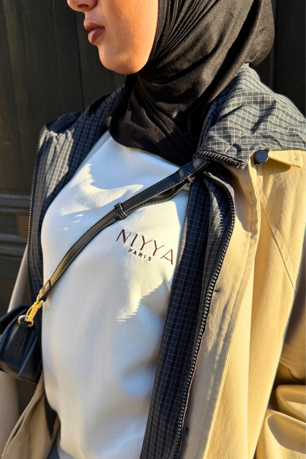 T-shirt oversize mixte brodé chocolat