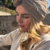 Turban à noeud crêpe léopard beige doré