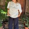 T-shirt oversize mixte brodé beige